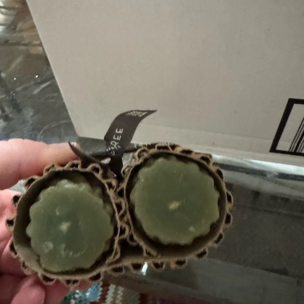 Acorn Home‎ Greentree Light Green Pinecone Beeswax Candle Set of 2 Decor Rustic